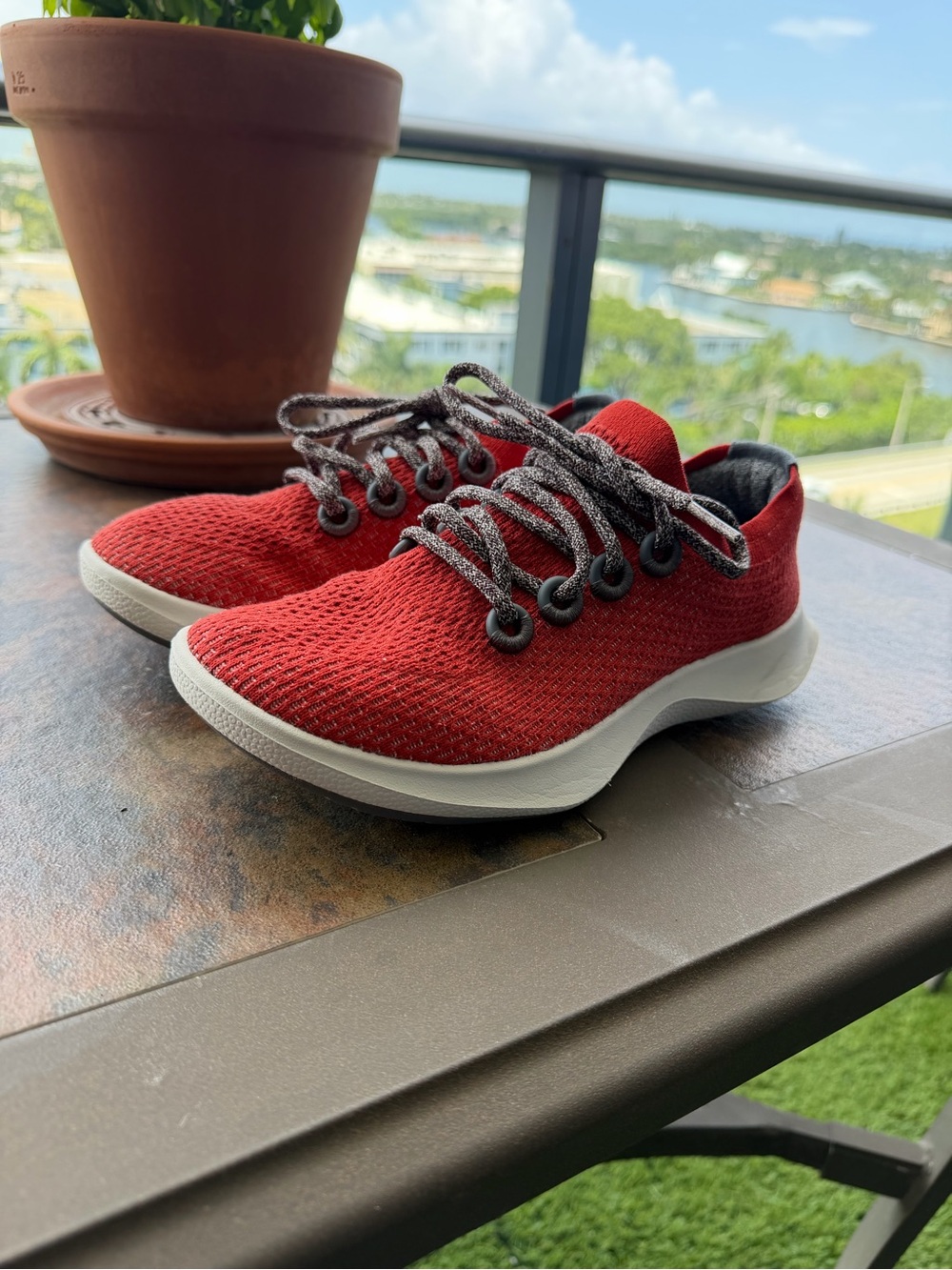 allbirds Red Knit Lace-Up Athletic Sneakers
